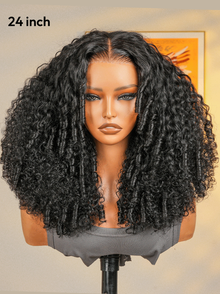 Curly Glueless Pre Bleached Pre Cut HD Lace Wigs