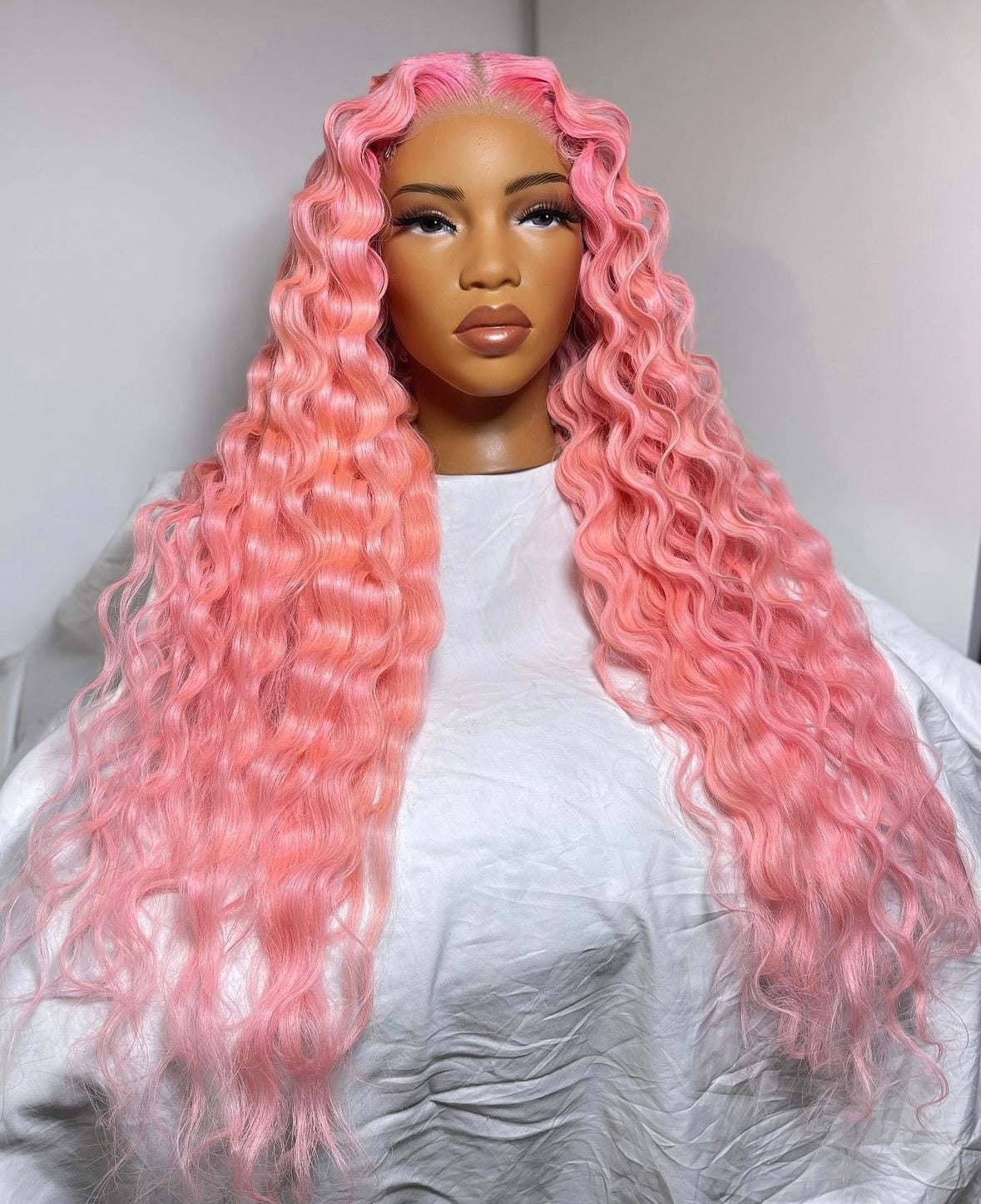 HD 5x5 closure cotton candy pink wavy frontal