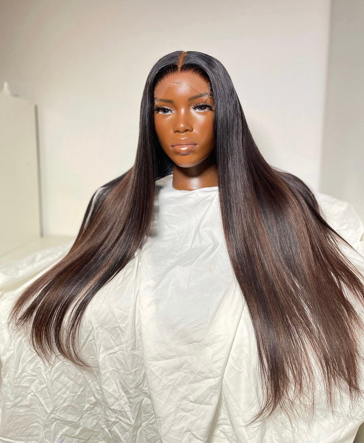 HD 5x5 closure chocolate highlight straight frontal unit