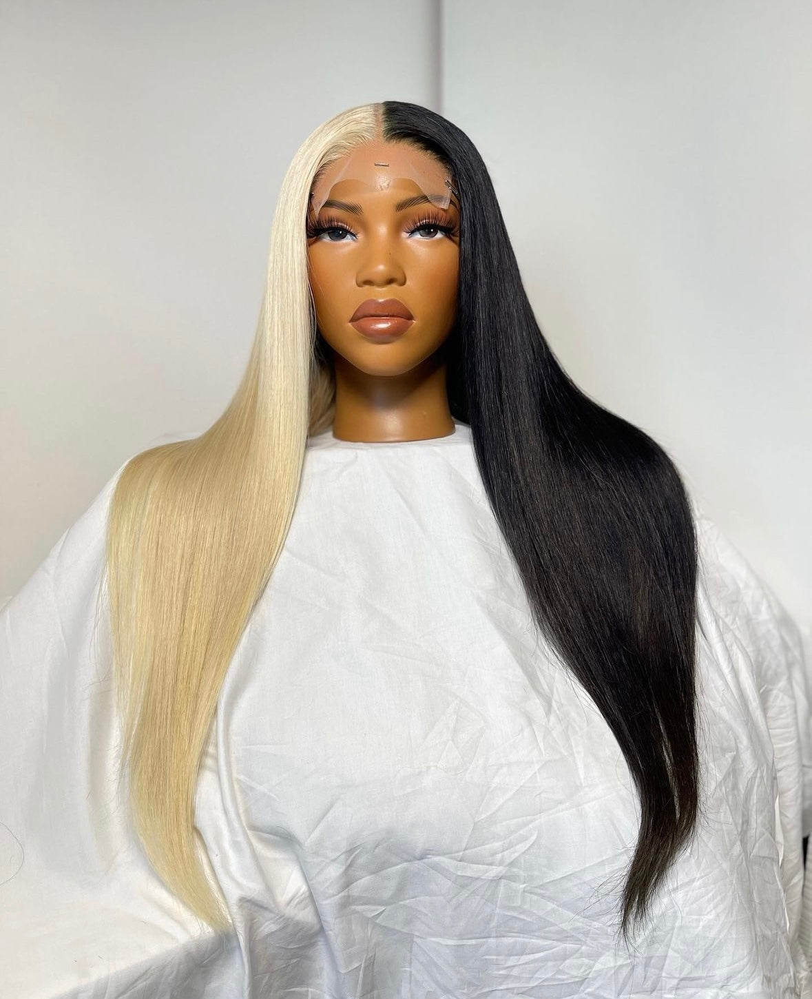 HD 5x5 closure part blonde part black straight frontal