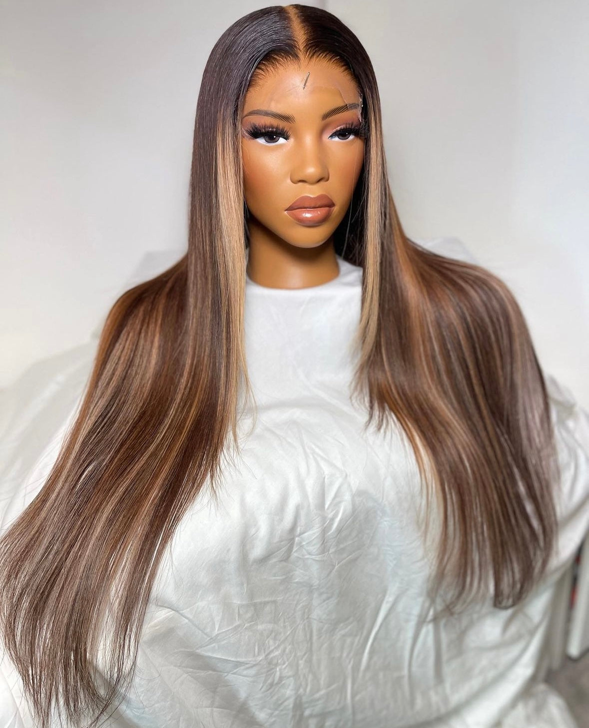 HD 6x6 ginger and blonde highlights straight frontal