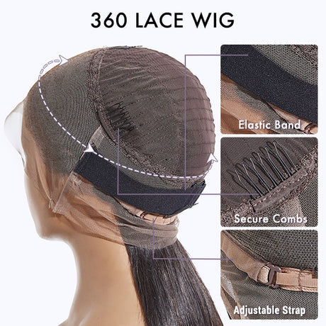 Glueless 360 Lace Super Natural Hairline Water Wave Free Part Human Hair Wig