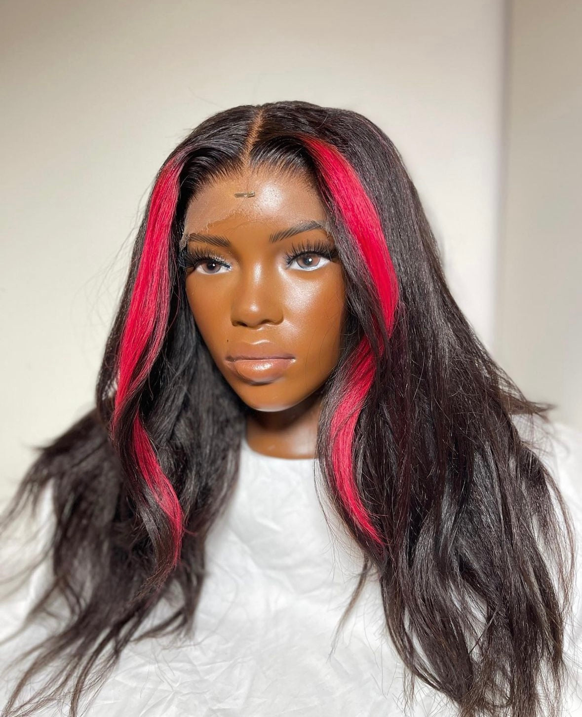 HD 5x5 closure pink highlights kinky wavy frontal unit