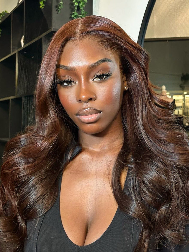 Light Brown Glueless Upgrade M-Shaped Hairline Wig With Loose Body 100% Human Hair 13x4 Undetectable Lace Front Wig