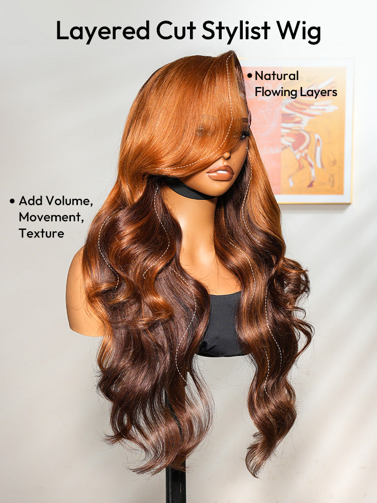 Ombre Ginger Brown Wigs Loose Body Wave 13x4 Lace Front Human Hair Wig