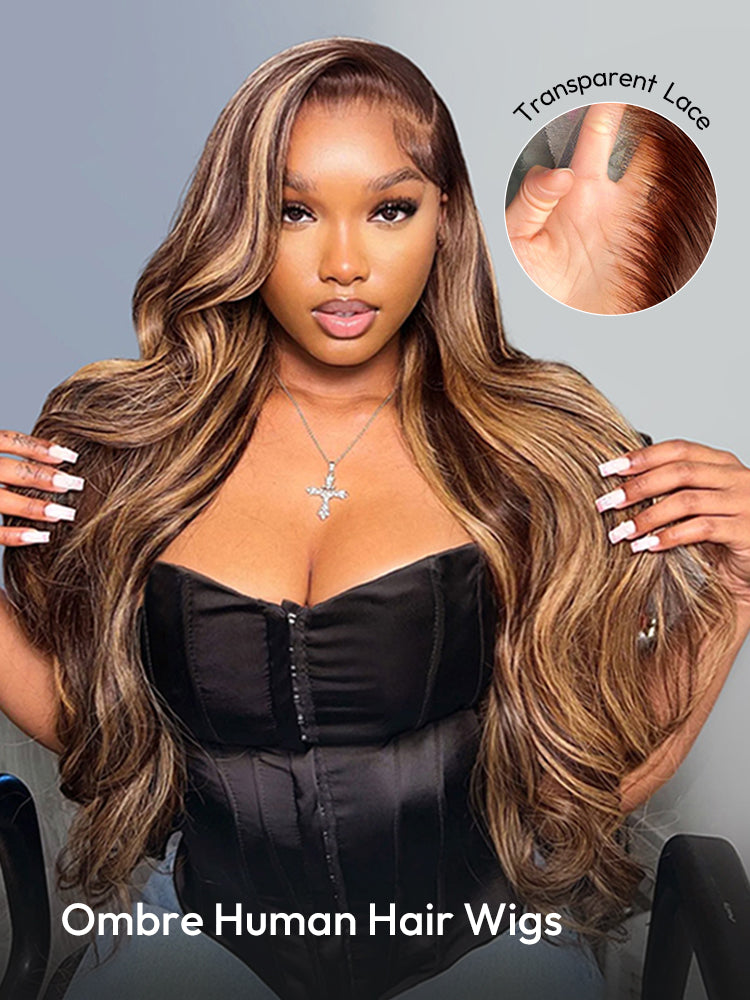 Piano Colored Body Wave 5*5 Closure Wig With Highlights