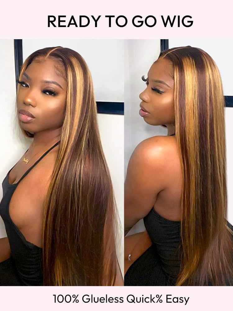 Highlight Wigs Brown And Honey Blonde Highlights Wig Ombre Human Hair Wigs