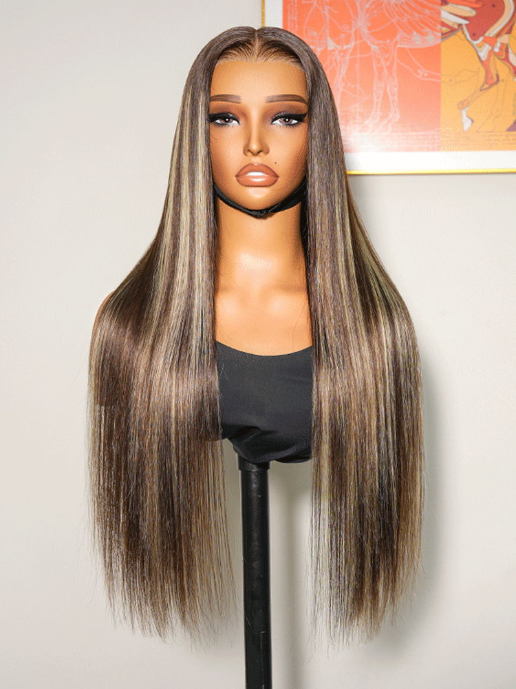 Highlight Customized Color Super Invisible LY Lace Wig Silky Straight 13x4 Lace Front Wig