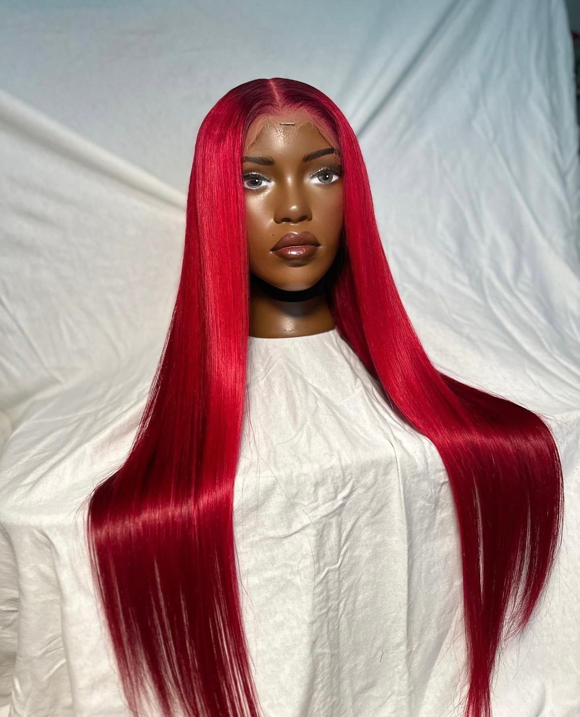 HD 6x6 closure Bright red straight frontal