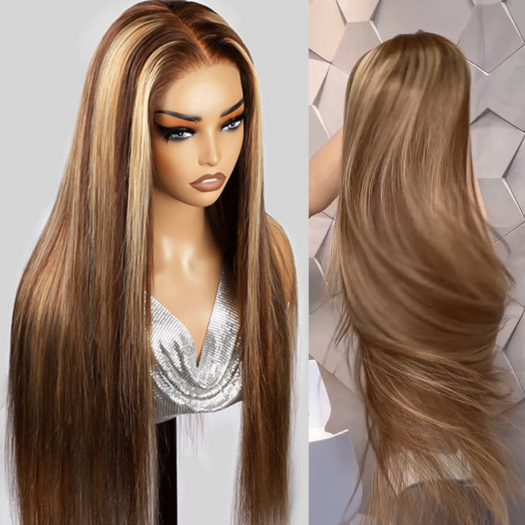 Highlight Wigs Straight Hair Ombre Wigs Customized Human Hair Lace Front Wig