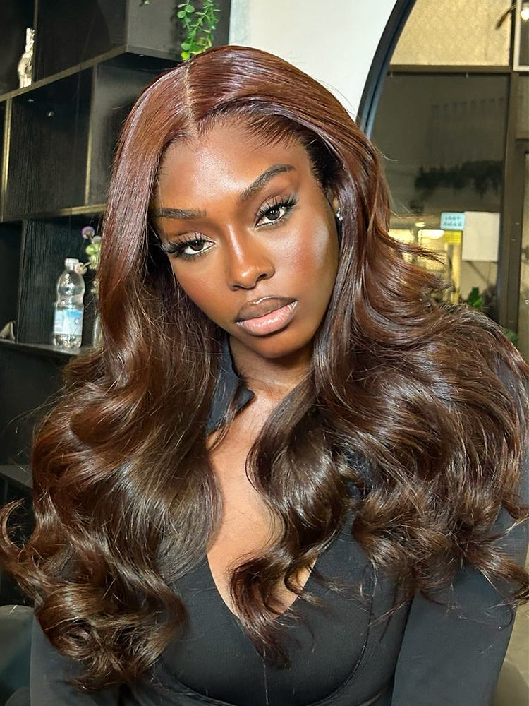 Light Brown Glueless Upgrade M-Shaped Hairline Wig With Loose Body 100% Human Hair 13x4 Undetectable Lace Front Wig