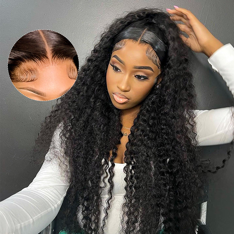 Long Curly Wigs 13*6 Invisible HD Lace Front Wigs Pre-plucked Human Hair Wig