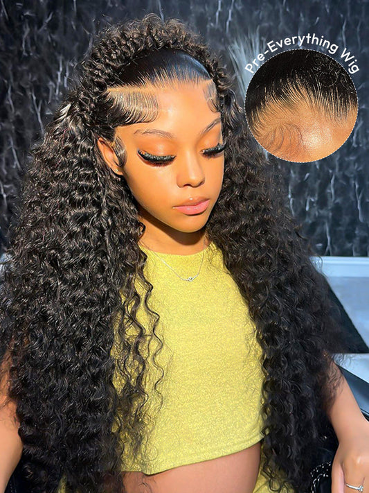 Glueless Water Wave Pre Braided Human Hair 13*6 Pre Cut Super Invisible LY Lace Wigs