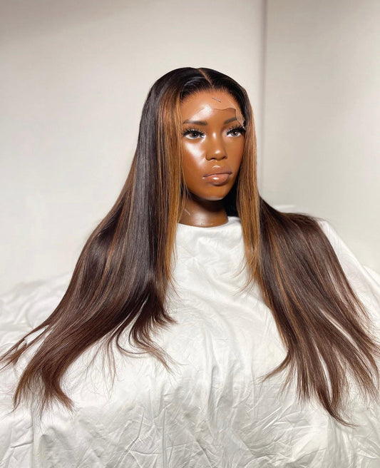 HD 6x6 closure brown highlight straight frontal unit