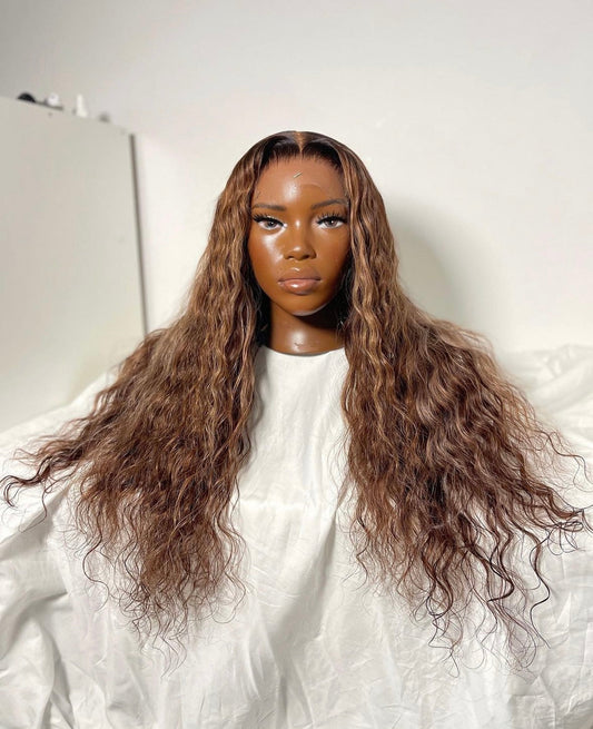 HD 5x5 closure golden brown loose wave frontal unit