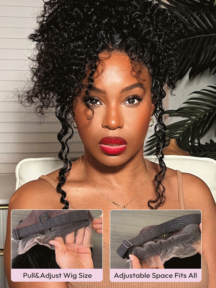 Glueless Invisi-Drawstring Flexible Fit 360 Lace Frontal Wigs Water Wave Wigs With Bleached Knots