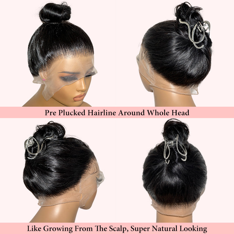 Pre Plucked 360 Lace Wigs Human Hair Transparent Ponytail Wig