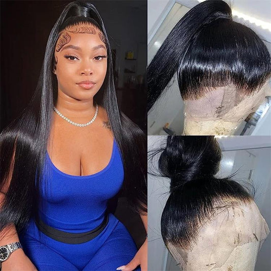 Pre Plucked 360 Lace Wigs Human Hair Transparent Ponytail Wig