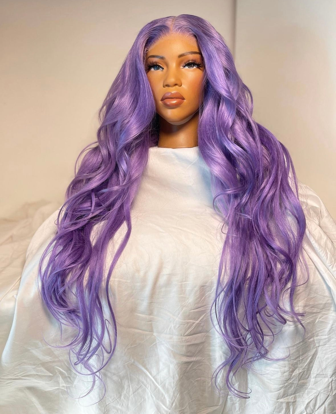 HD 5x5 closure pastel lilac wavy frontal