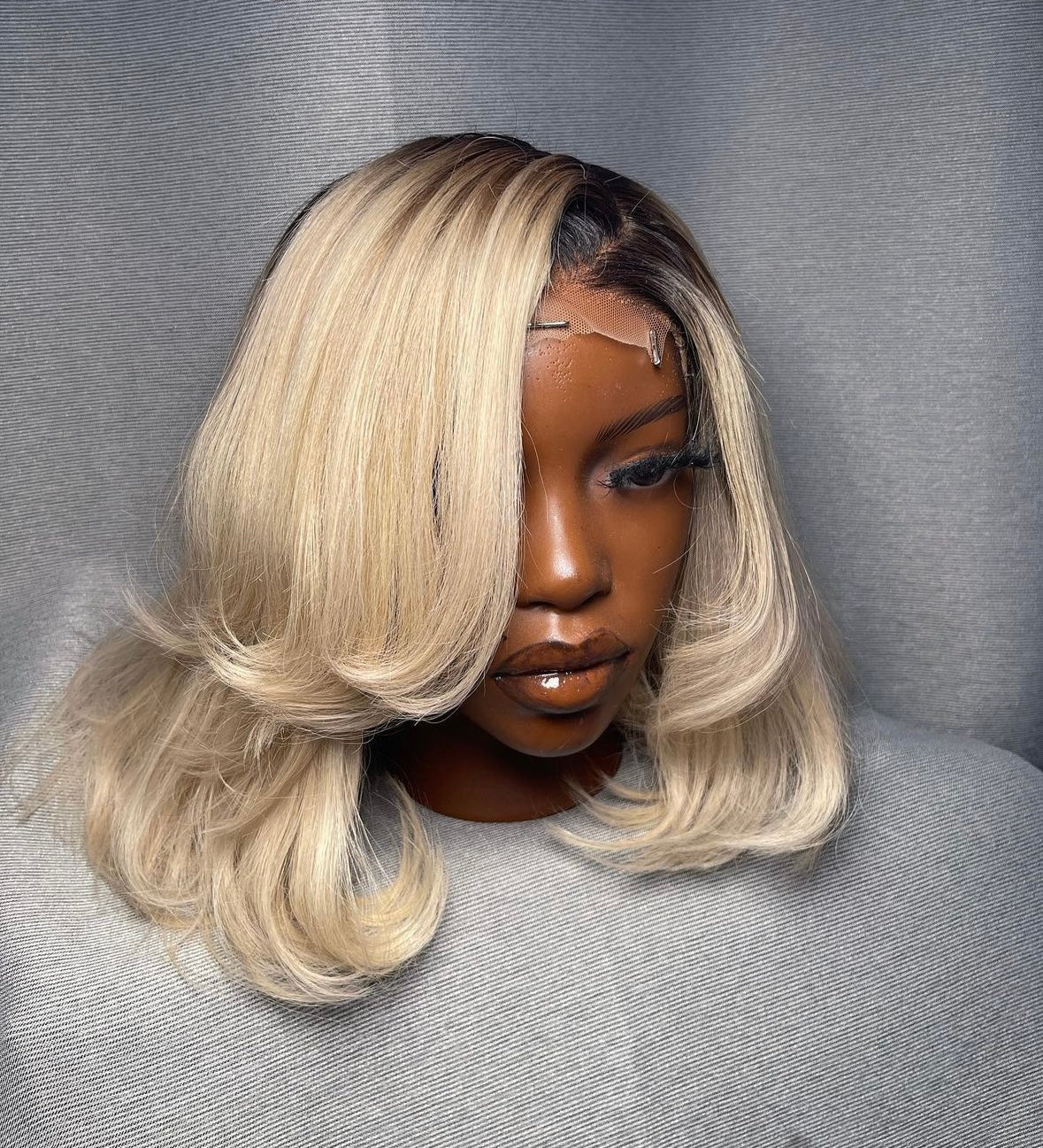 HD 5x5 closure dark root blonde straight frontal unit