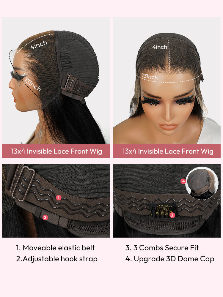 Light Brown Glueless Upgrade M-Shaped Hairline Wig With Loose Body 100% Human Hair 13x4 Undetectable Lace Front Wig