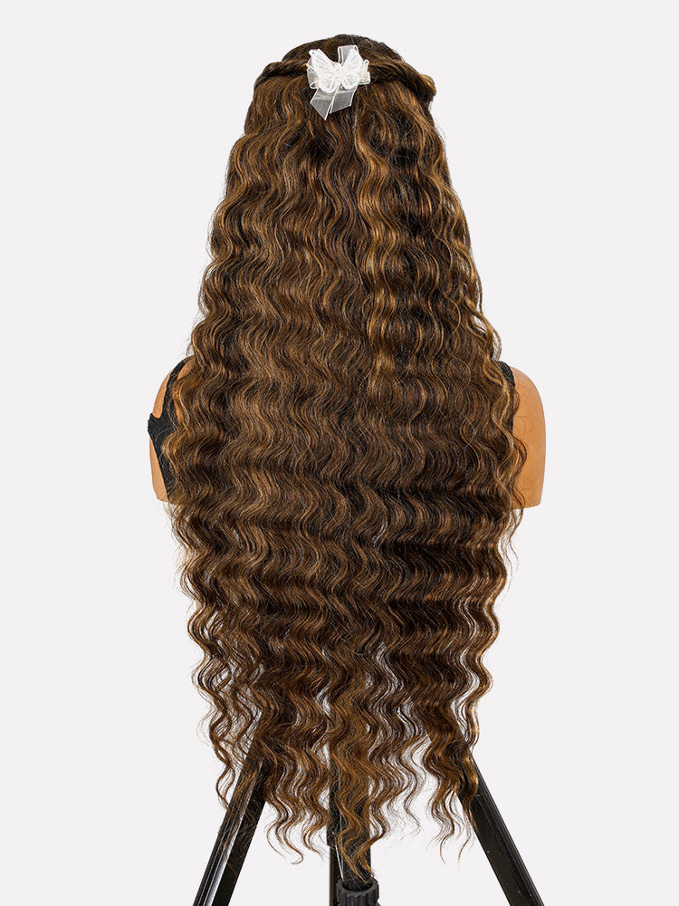 Blonde Highlight Wig Glueless 13x4 Crimped Wavy Lace Front Wig