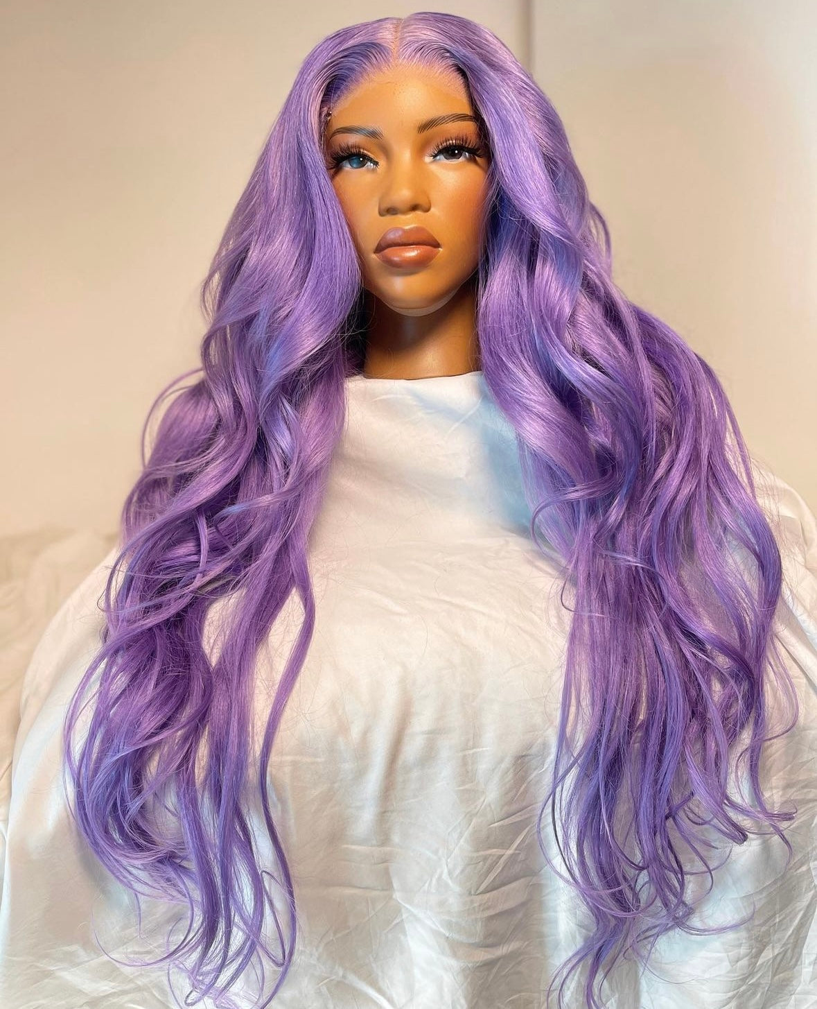 HD 5x5 closure pastel lilac wavy frontal