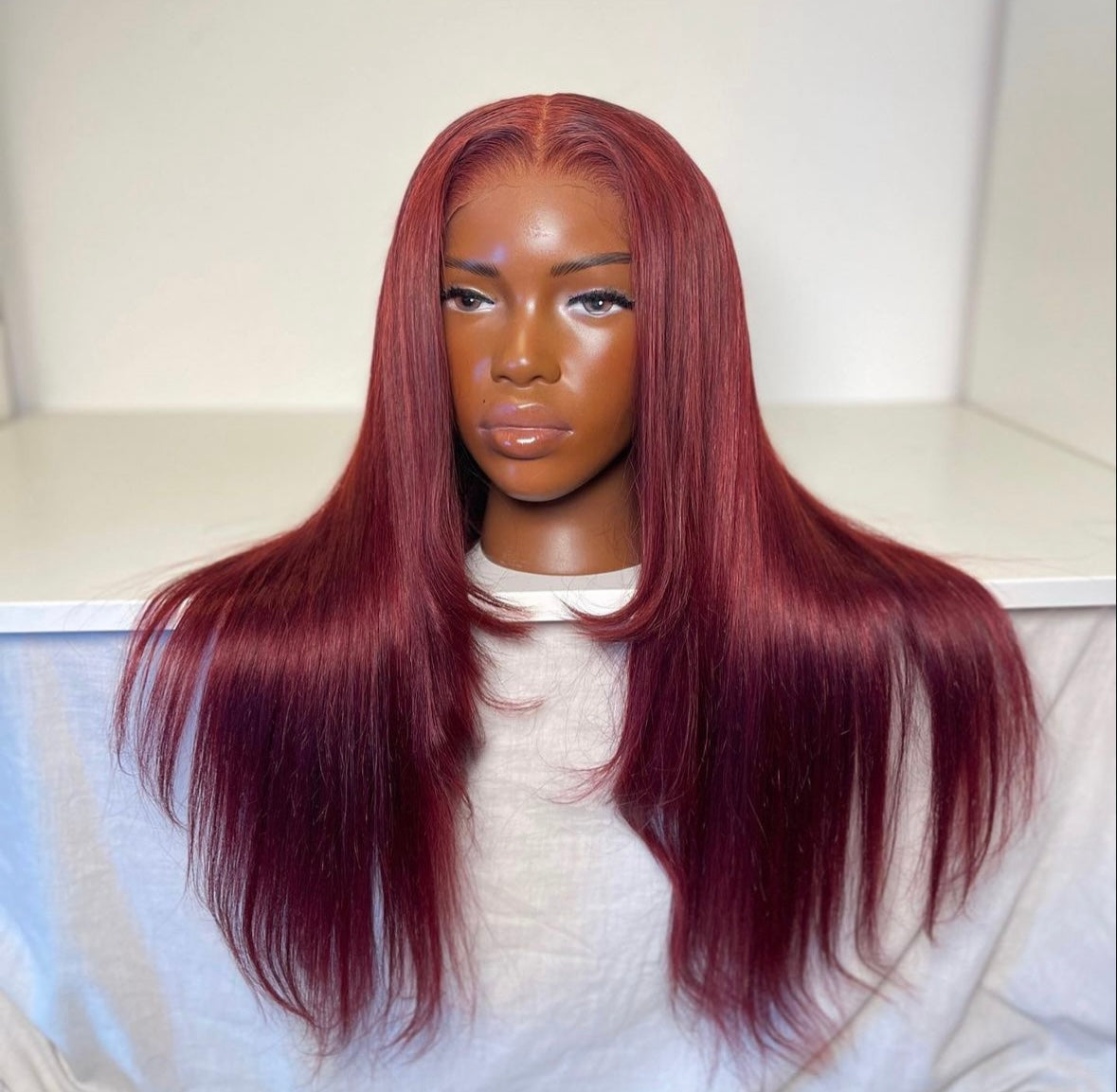 HD 5x5 closure burgundy straight frontal unit