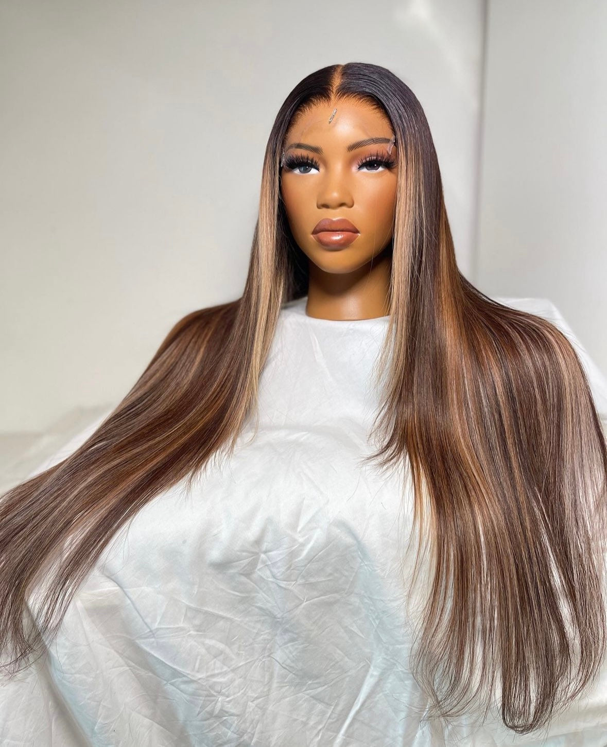 HD 6x6 ginger and blonde highlights straight frontal