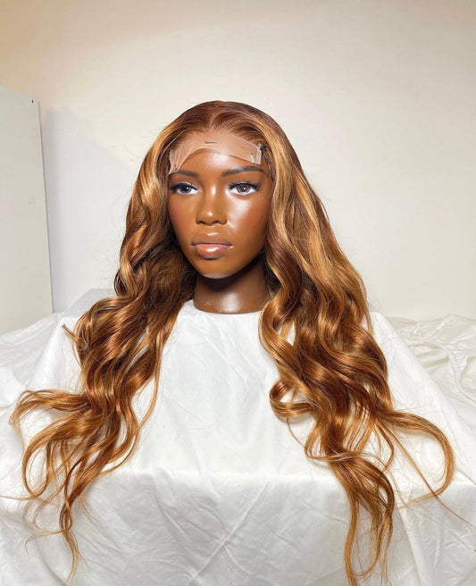 HD 5x5 closure honey copper blonde bodywave frontal unit