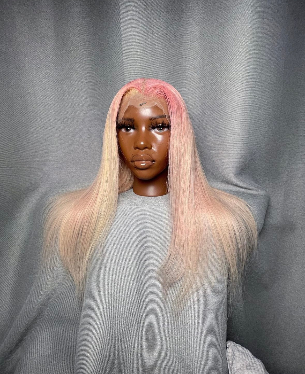 HD 13x4 pink and blonde straight frontal unit