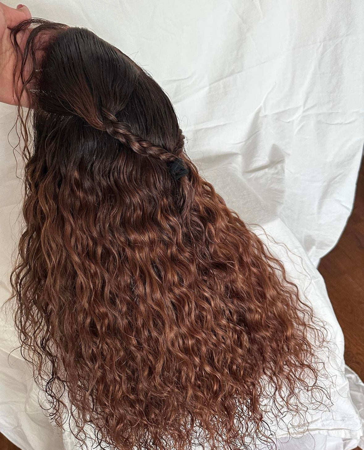 HD 13x6 Ombre brown Italian curly frontal unit