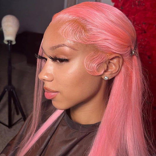 Rose Pink Natural Light Pink Straight Hair Glueless 5*5 Lace Wig