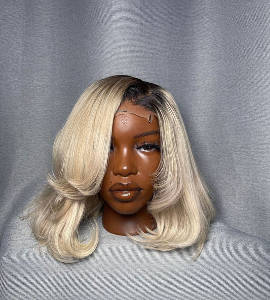 HD 5x5 closure dark root blonde straight frontal unit