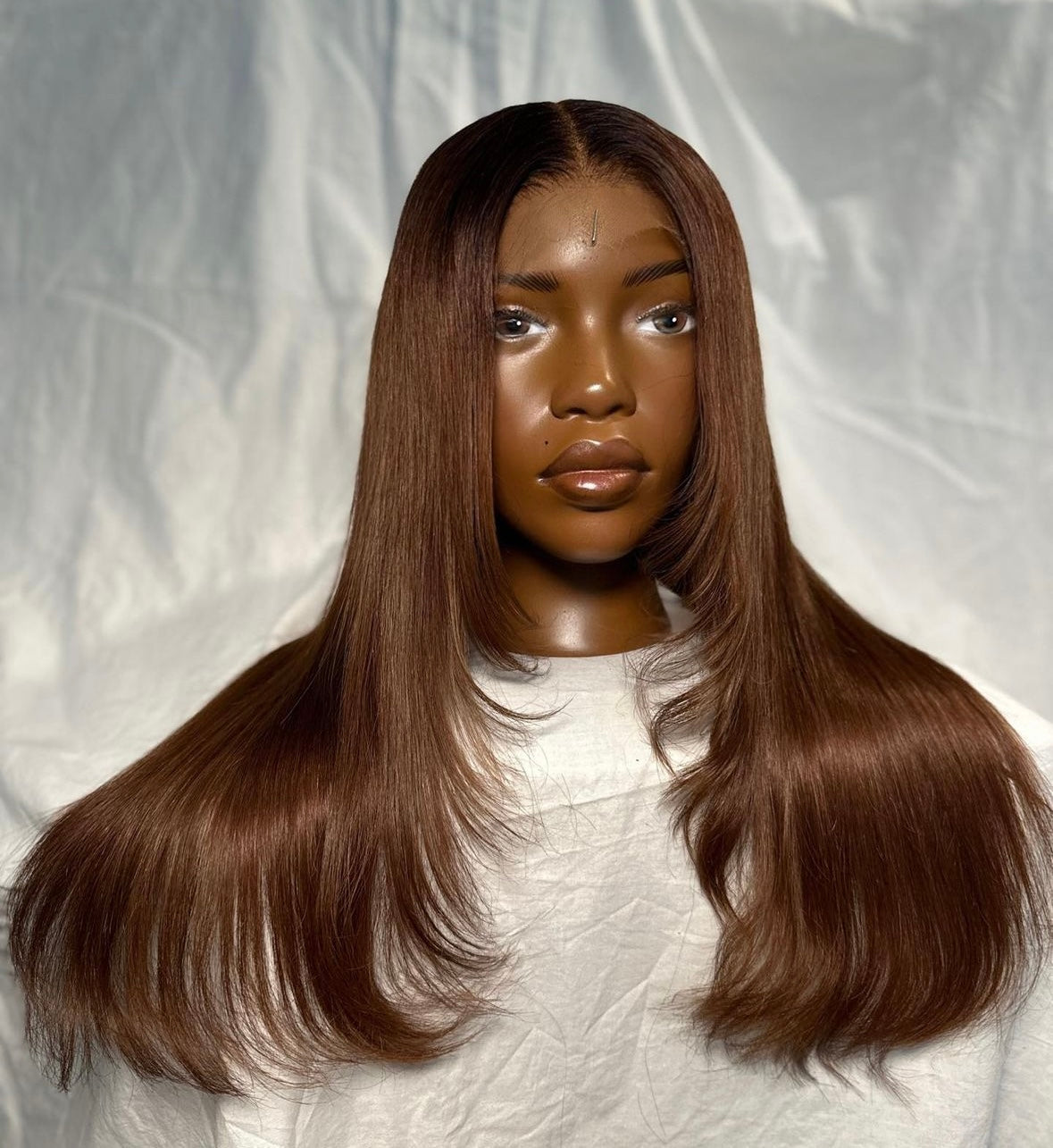 HD 5x5 closure Brown layered straight frontal