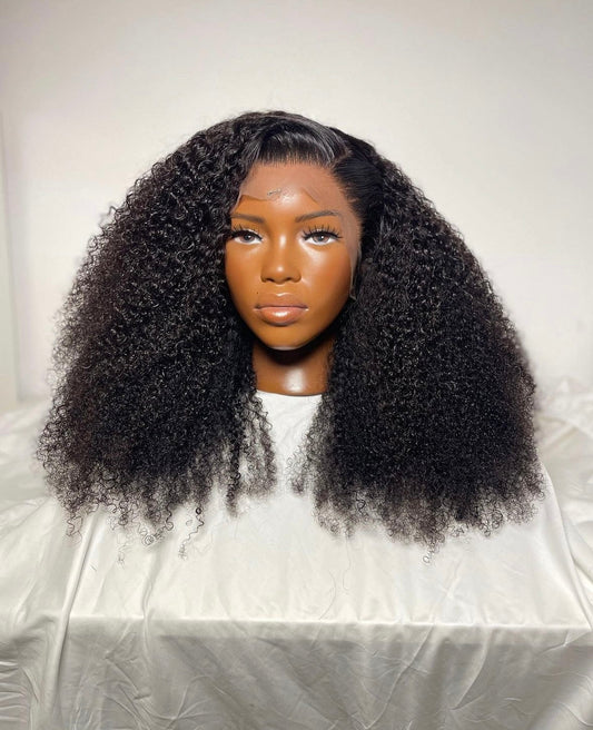 HD 13x4 black kinky curly frontal unit