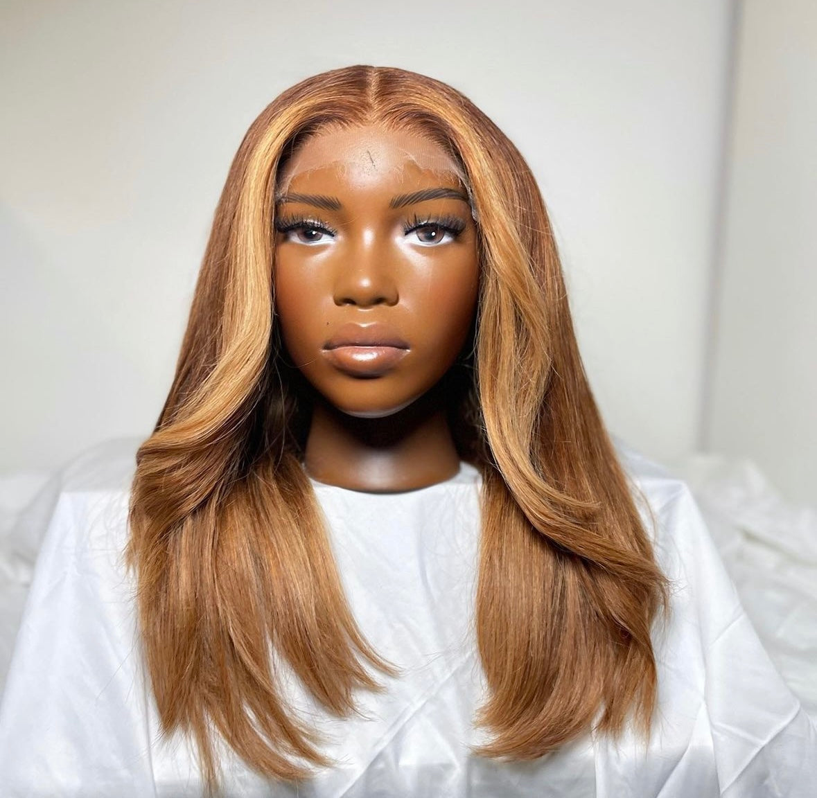 HD 6x6 closure honey blonde curtain bang straight frontal unit