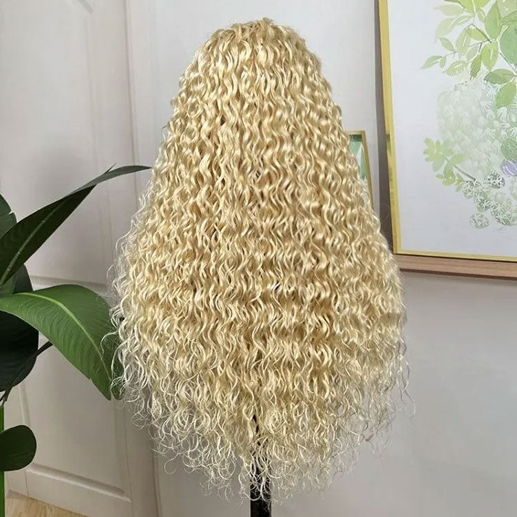 Blonde Water Wave Lace Front Wig 613 Human Hair Transparent Lace Wig