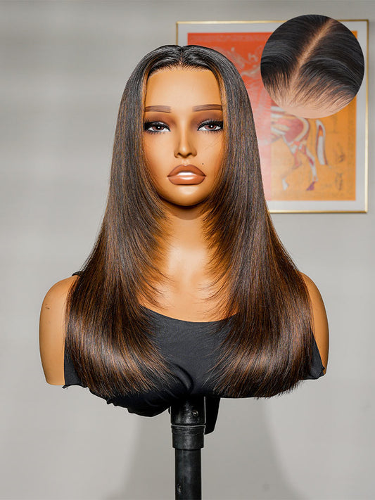 Layer Cut Highlight Customized Color Super Invisible LY Lace Front Straight Human Hair Wig