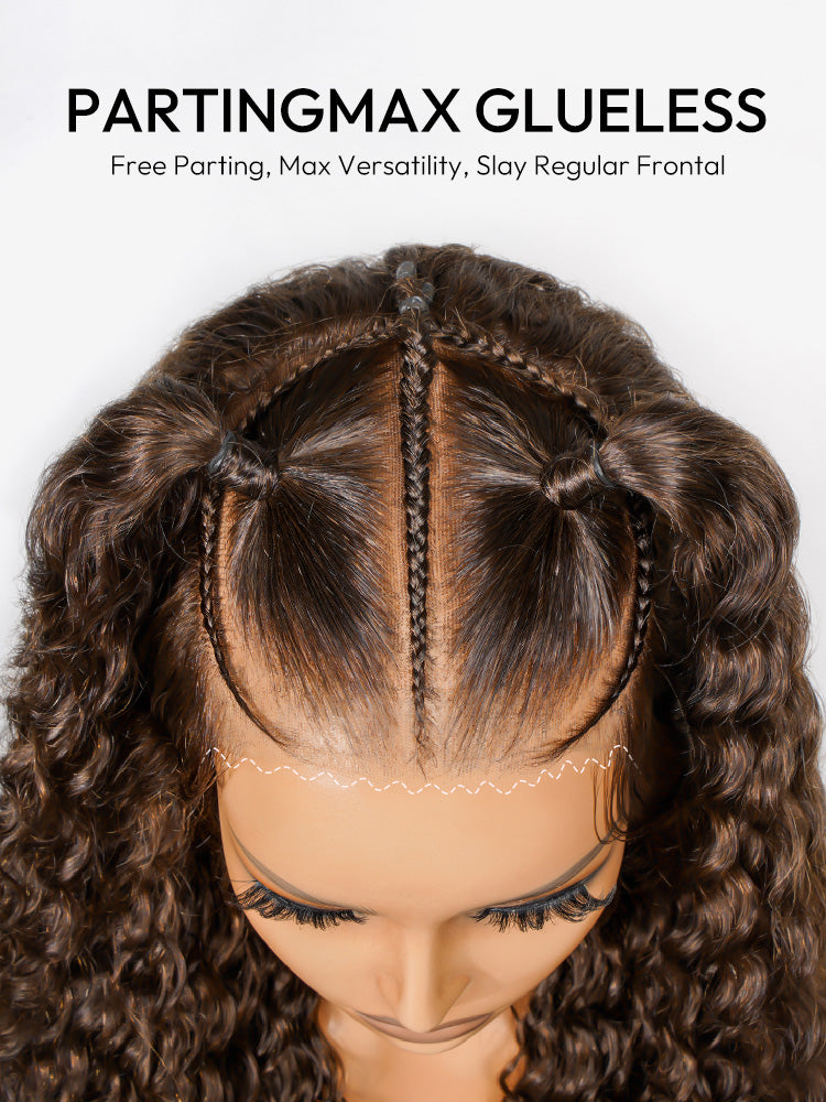 Brown Deep Wave Wig Knotless Pre-Braided 13x6 Parting Lace Front Wig