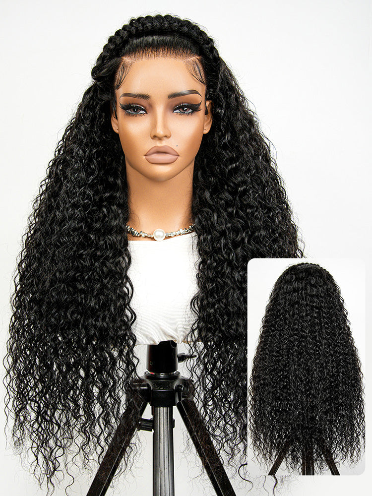Glueless Water Wave Pre Braided Human Hair 13*6 Pre Cut Super Invisible LY Lace Wigs