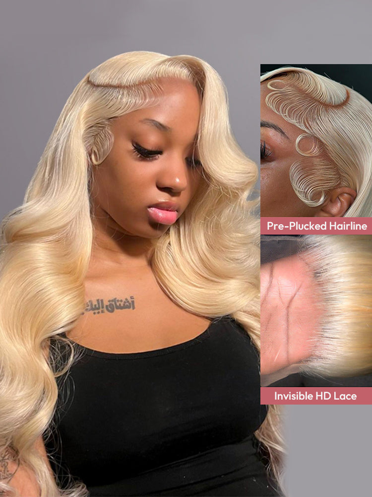 613 Blonde Long Straight and Body Wave Human Hair Super Invisible LY Lace Front Wig