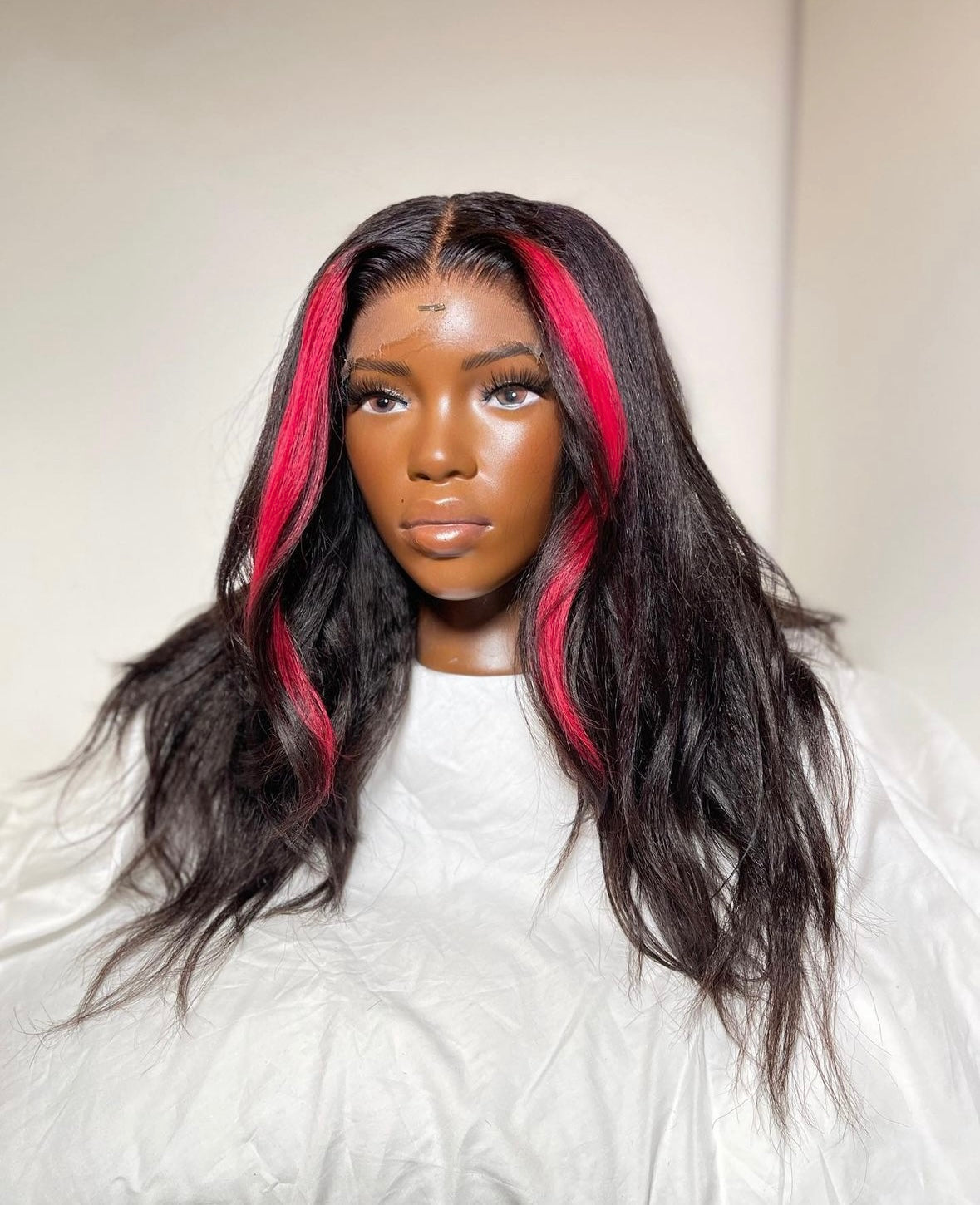 HD 5x5 closure pink highlights kinky wavy frontal unit