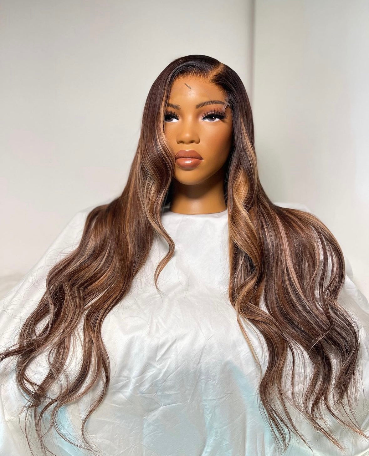 HD 6x6 ginger and blonde highlights wavy frontal