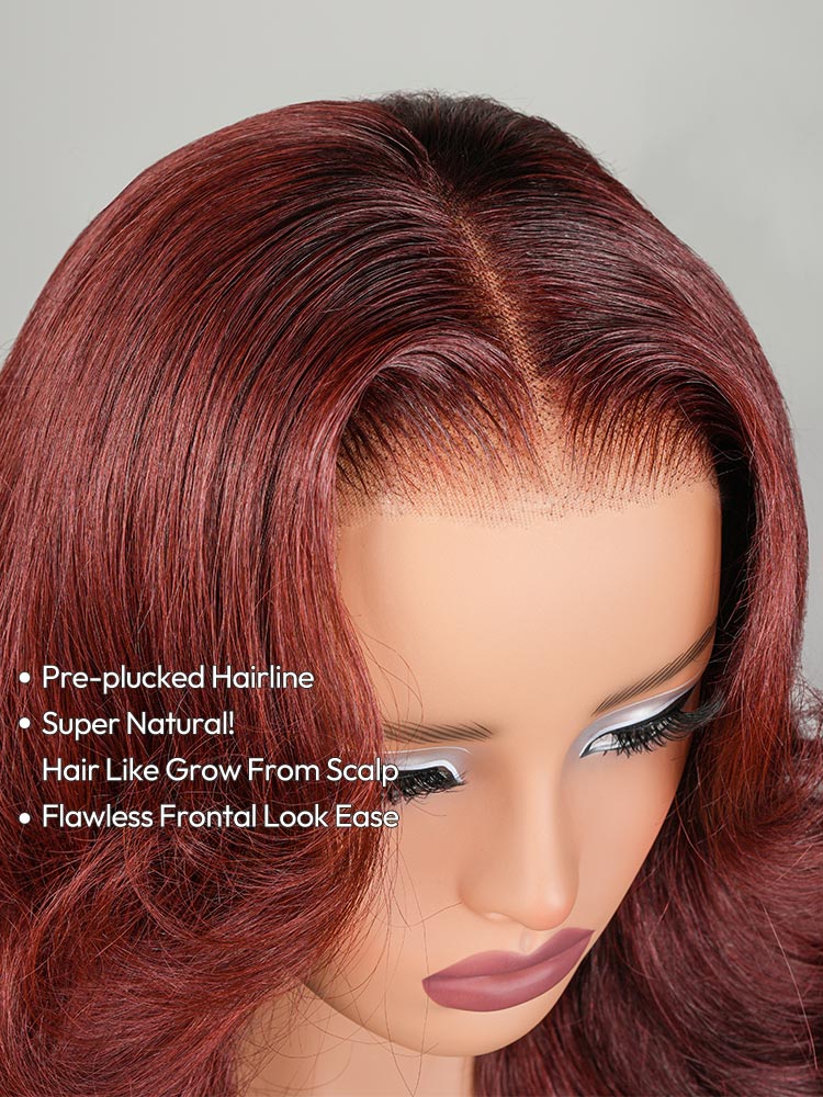 Cherry Cola Red Layered Cut Customized Wave Human Hair Pre-Everything Wig