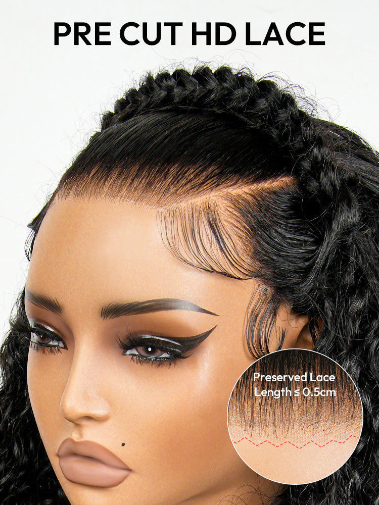 Glueless Water Wave Pre Braided Human Hair 13*6 Pre Cut Super Invisible LY Lace Wigs