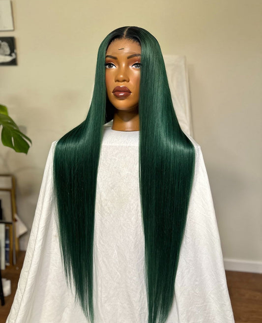 HD 4x4 closure dark green straight frontal unit