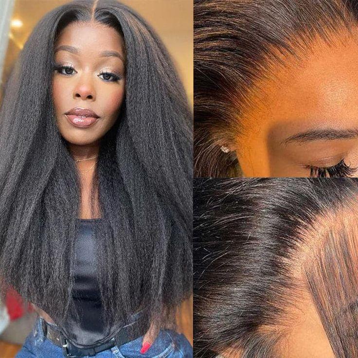 Yaki Straight 4*7 Pre-cut Lace Closure Wig Human Hair