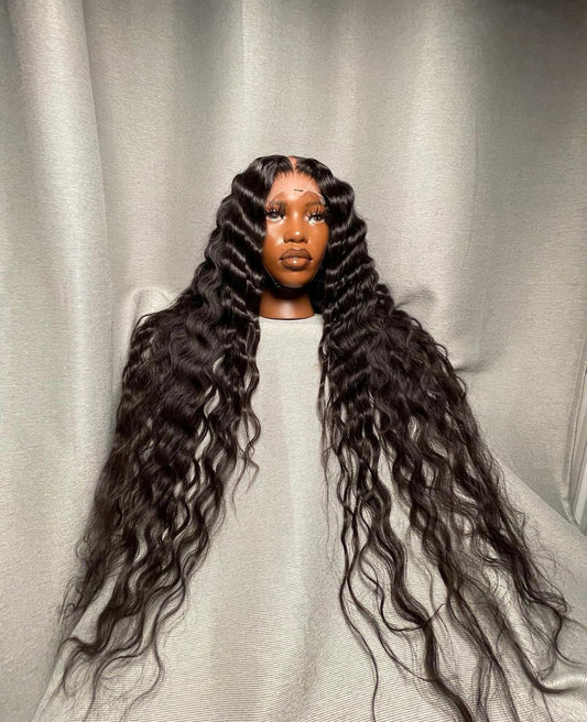 HD 5x5 closure jet black wavy fronta unit