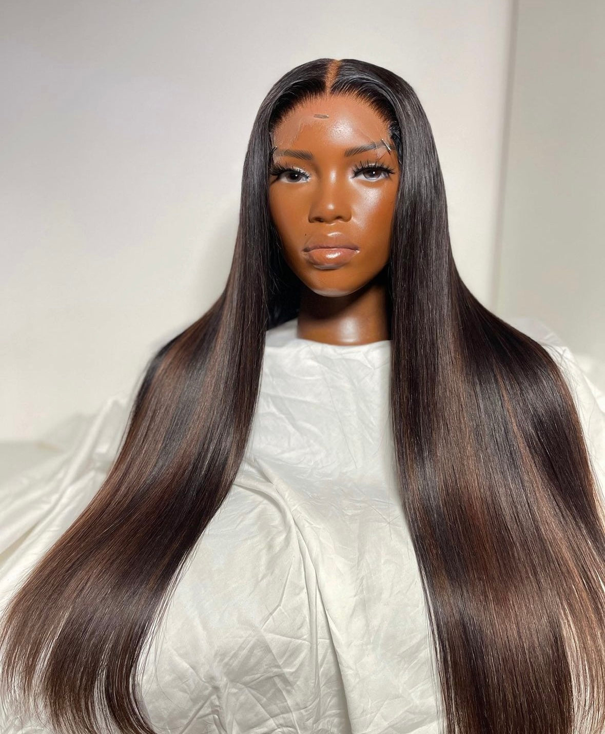 HD 5x5 closure chocolate highlight straight frontal unit